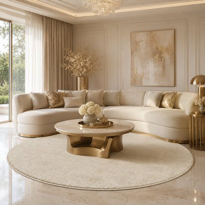 Niva – Runder Hochflor-Teppich in Creme