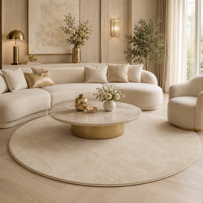 Niva – Runder Hochflor-Teppich in Creme